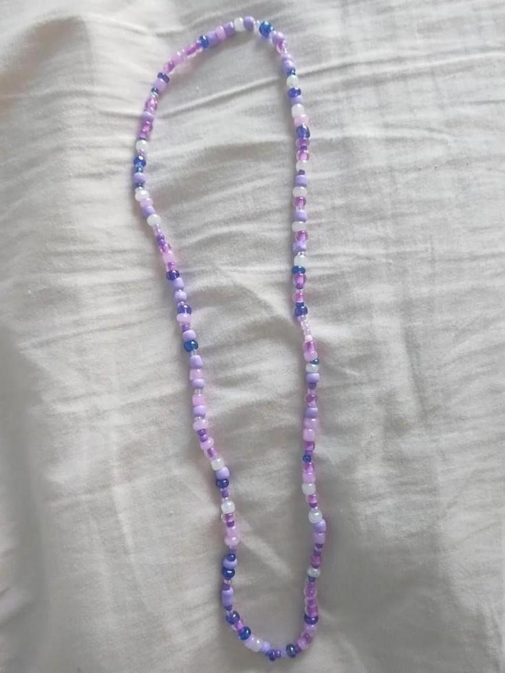 Handmade Beaded Necklace in Lavender and Pink